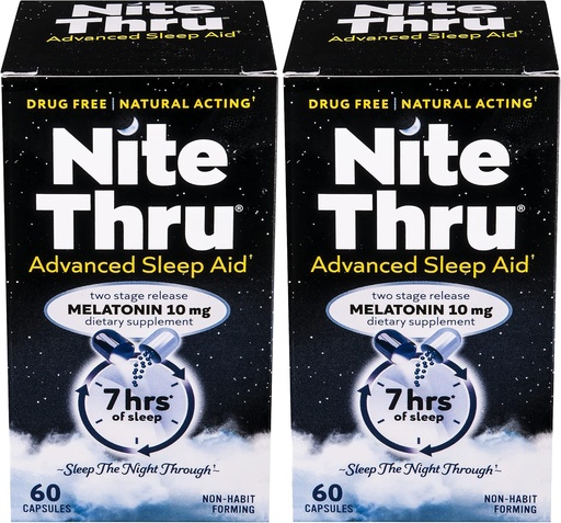 [BRSWGFD5AR7W2236] 高级睡眠援助Melatonin饮食补充,10mg Capsules,60 Counter (Pack of 2)