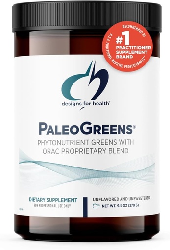 [BRSWIYAEAIPAIYA5] Designs for Health PaleoGreens - Over 90% Organic Super Green Shake Powder with Vegetables, Berries, Enzymes + Antioxidants - Non-GMO Drink Mix, Unflavored + Unsweetened (30 Servings / 270g)