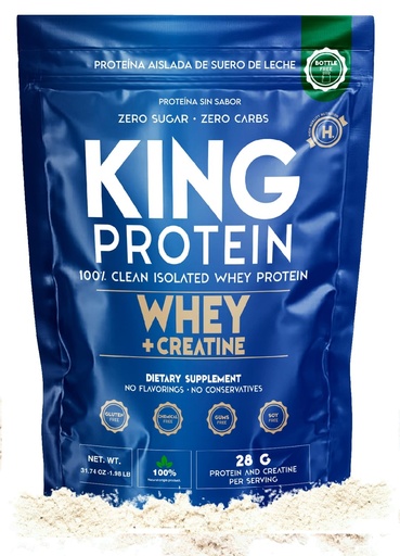 [BRSROGL2BUMBG3IZ] Clean Unflavored Whey Isolate Protein Powder with Creatine | 23g plus 5g Creatine & Organic BCAA per Serving | 100% Natural | No Carbs | Preservatives, GMO, Soy & Gluten Free, 30 Servings