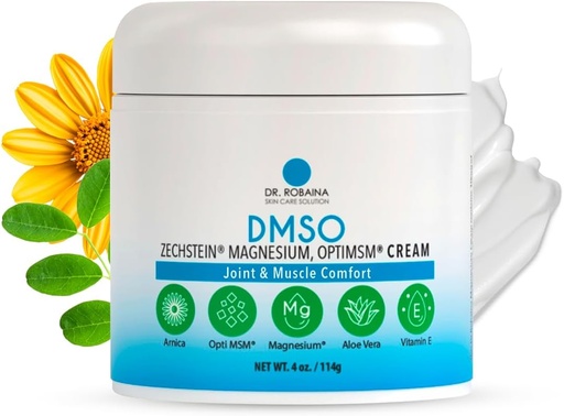 [BRSROHYHOF6WOH34] Dr. Robaina DMSO Cream - 99,9% ren farmasøytisk Grade | Hud lindring formel med Zechstein Magnesium, Arnica, Aloe Vera, vitamin E | Muskel og felles komfort | 4 oz | laget i USA