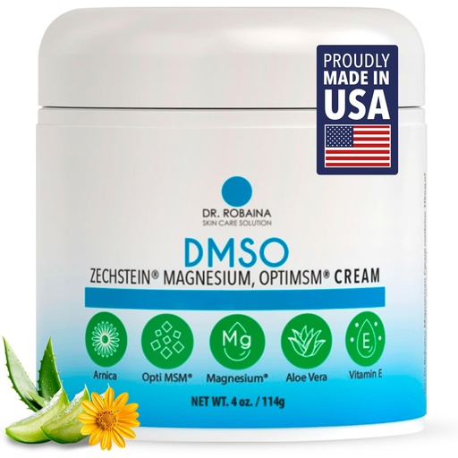[BRSROHYHOF6WOH34] Dr. Robaina DMSO Cream - 99.9% Pure DMSO Pharmaceutical Grade | Formula with Zechstein Magnesium, Arnica, Aloe Vera, Vitamin E - 4 oz
