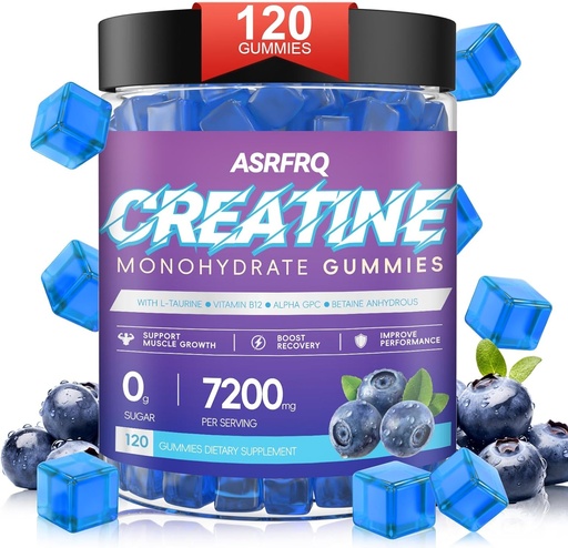 [BRSRAGQ5OJ4BMA3J] Creatine Monohidra Grumesa per a homes i dones 120 CT - 7200 mg de Creatine Monohidrated per Serving, Chewable Catine Monohydratine Monodrate per a la implementació de Muscled, Sugar, Vegan (BlueberyFlavor)