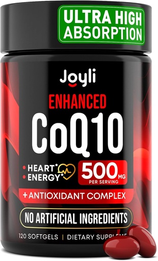 [BRSRO2Y7CQNBEHYU] Magas abszorpció CoQ10 500MG - Co Q 10 kiegészítés 120 Softgels for Heart Health & Energy Production - Enhanced CoQ10 Táplálkozási kiegészítők Q10 koenzim - Alternatív Coq10 400mg softgels