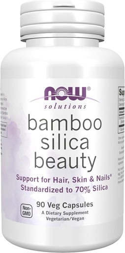 [BRSWGBL5BEGQOCY6] NOW Foods Solutions, Bambu Silica Beauty, Suporte para Cabelo, Pele e unhas, padronizado a 70% Sílica, 90 Veg Cápsulas
