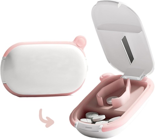 [BRSRAZT7BEJQ423G] MURRI&MURRDI Small Pill Cutter and Organizer for Small or Large Pills, Portable Medicine Cutter for Pocket Purse, Pill Holder Cutter for Vitamins, Tablets, Medications, Pink