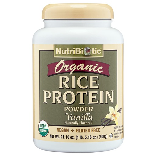 [BRSWIYL2C4EGYEQ7] NutriBiotic Certified Organic Rice Protein Vanilla, 1 Lb. 5 Oz | Low Carbohydrate Vegan Protein Powder | Raw, Certified Kosher & Keto Friendly | Made Without Chemicals, GMOs & Gluten | Easy to Digest