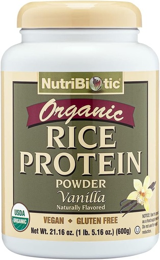 [BRSWIYL2C4EGYEQ7] NutriBiotic Certified Organic Rice Protein Vanilla, 1 Lb. 5 Oz Note 124; Low Carbohydrate Vegan Protein Powder