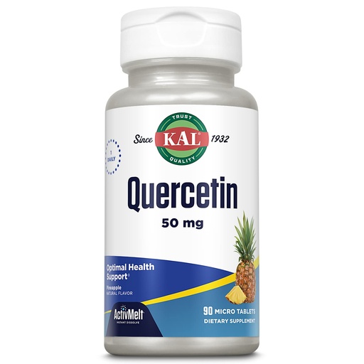 [BRSRMAACOEPWCGY6] KAL Quercetin ActivMelt, Optimal Health and Wellness Support Supplement, Bioflavonoids, Natural Pineapple Flavor, 90 Servings, 90 Instant Dissolve Micro Tablets