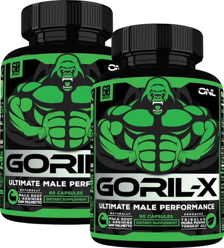 [BRSRMEIODINAIYA4] Testosterone Booster Supplement for Men - Goril X Workout Male Enhancing Pills 1000mg - Increase Size, Strength & Energy - with Horny Goat Weed, Tongkat Ali & Tribulus Terrestris - 60 Capsules (2pk)