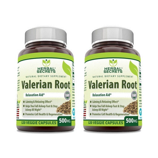 [BRSRMHT6DMAQKC3O] Herbal Secrets Valerian Root 500 Mg Supplement | Veggie Capsules | Non-GMO | Gluten-Free | Made in USA (2 Pack, 120 Count)