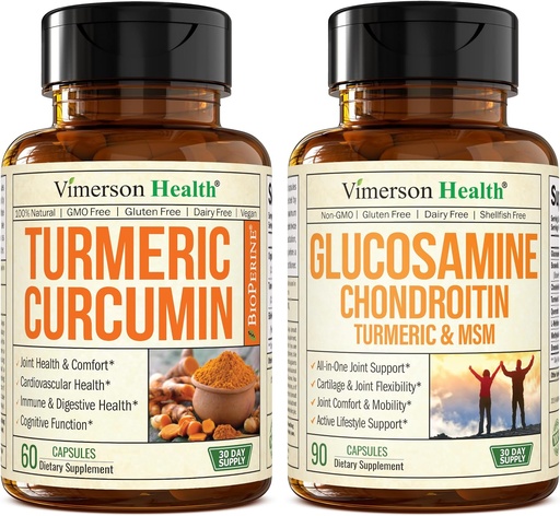 [BRSWYAADAF7A2G33] Turmeric Curcumin with Black Pepper Extract & Glucosamine Chondroitin MSM Joint Support Supplement