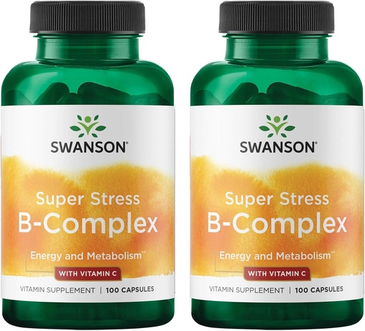 [BRSRMEIFO4NQYA3L] Swanson Vitamin B-Complex w/Vitamin C - 促进压力缓解、能源支持和援助免疫健康 -- -- 可能支持代谢和神经健康 -- -- (100卡普勒斯)(2包)