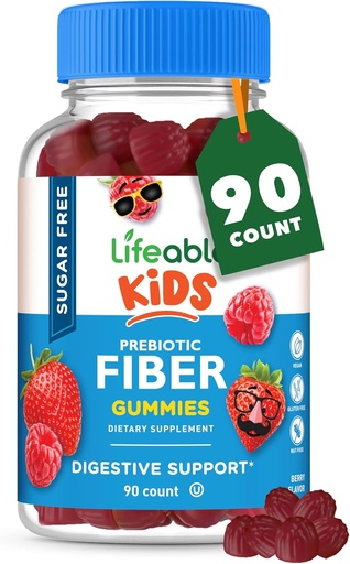 [BRSWYEA6OZYWEDL7] Lifeable Sugar Free Prebiotic Kids Fiber Gummies | 4g Fiber for Kids | Great Tasting Vegetarian Fiber Supplements for Kids | for Digestive Health | Fiber Gummies for Kids | 90 Probiotics Gummies