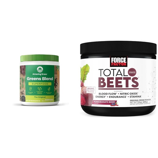 [BRSROCYKPN7QO2A6] Amazing Grass Greens Blend Superfood: Super Greens Powder Smoothie Mix for Boost Energy & Force Factor Total Beets Drink Mix Superfood Powder with Nitrates to Support Circulation,Blood Flow