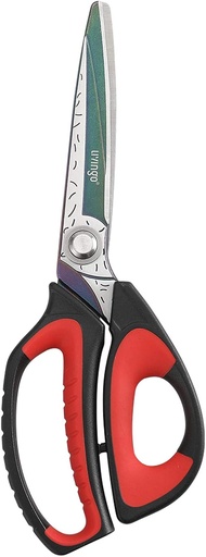 [BRSWY2QLPMBQ4335] LIVINGO 10" Multipurpose Heavy Duty Scissors, Premium Titanium Coating Forged Stainless Steel Tool Industrial Shop Shears for Household, Pruning, Gardening, Fabric, Red/Black