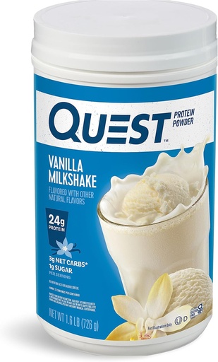 [BRSWGHTQO4CWM2AZ] Quest Nutrition Poudre de protéines de lait de vanille, 24g de protéines, 1g de sucre, faible teneur en glucides, sans gluten, 1,6 Livre, 23 portions
