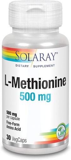 [BRSWIYT3OMAGKGAZ] SOLARAY L-Methionine - Forma libre Aminoácidos - 500 MG (30 cápsulas)