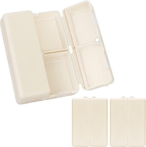 [BRSRMBAPDN6RUGT2] FYY Daily Pill Organizer, 2 Pcs 7 Compartments Portable Pill Case Travel Pill Organizer, [Folding Design] Pill Box for Purse Pocket to Hold Vitamins, Cod Liver Oil, Supplements and Medication-White