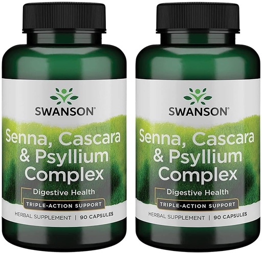 [BRSWGAANDIPBGYD7] Swanson Senna Psyllium Cascara Complex GI Tract Regularity Support 90 Capsules (2 Pack)