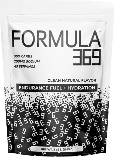 [BRSRMFQOCMBGAA37] Formula 369 Endurance & Energy Drink Mix – 30g Carbs + Electrolytes | Dual Carb Powder for Athletes | Vegan | (3 lb, Unflavored)