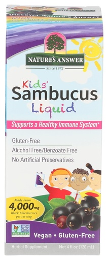 [BRSWIY36CIMRS3TO] Nature's Answer Bioavailable Sambucus Kids Formula | 4-Fluid Ounces | Kosher Certified Organic Elderberry Syrup | Great Taste & Gluten-Free | Dietary Supplement | No Artificial Preservatives