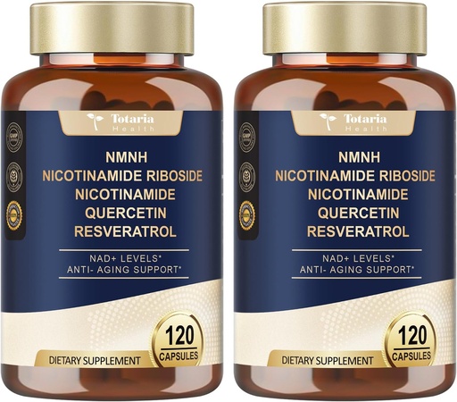 [BRSRAGQYBZ7RMFY6] Totaria NMNH (Dihydronicotinamide Mononucleotide), NMNH Supplement w/Niacinamide (Vitamin B3), Quercetin, Trans-Resveratrol, Support NAD+, Anti-Aging, Skin Cell Health & Energy, 240 Count