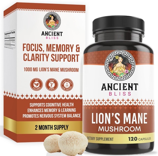 [BRSRMBQHDMPQKF3Z] L' antic Blasss Lion és Apix (25 de mes) - 120 Vegan Mshu habitació Capules- Mays Mental Clarity, Energia i Focus de memòria & Imununu support Mshong suplementari