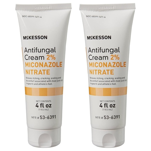 [BRSWGAYPAB4BYHL7] McKesson Antifungal Cream, 2% Miconazole Nitrate - Relieves Itching, Burning, Cracking from Jock Itch, Ringworm and Athlete Foot - 4 oz., 2 Count