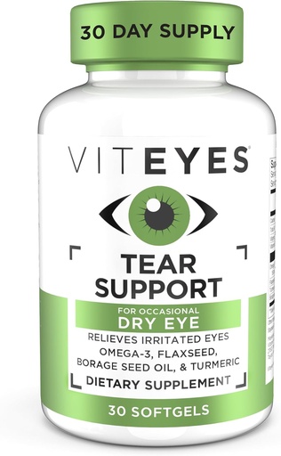 [BRSWGFDYOANQO333] Viteyes Tear Support Eye Soothing Blend, Occasional Dry Eye Supplement, No Eye Drops, Redness Relief, Eye Vitamin, Allergy Support for Itchy Eyes, Omega-3 Fish Oil, 30 Softgels