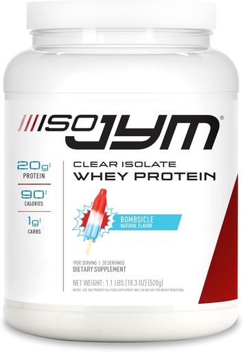 [BRSW2HAPPMFBQF3L] JYM supplement Science Iso JYM Bombsicle, 90 Calories, 100% Whey Protein Isolate, Zero Fat, Zero Sugars, Mixes Clear, for Women ' Men, 20 Servings