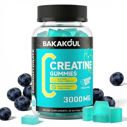 [BRSROCD6BF5A23LP] BAKAKOUL Creatine Monohydrate Gummies for Men & Women - 60 Sugar Free Gummies with Magnesium Glycinate, L-Threonate, L-Taurine + Vitamin B12 for Muscle Support, Energy Boost, 1 Pack