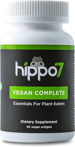 [BRSWYFIZCNYWO2Y2] Hippo7 Vegan Complete Multivitamin Vitamin B12, Vitamin D, Omega-3 DHA+EPA, Calcium, Iodine, Zinc & Iron. (1 φιάλη, 60 Softgels)