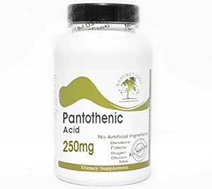[BRSWKEYLOJ7B6CDU] Pantothenic Acid 250mg ~ 200 Capsules - No Additives ~ Naturetition Supplements