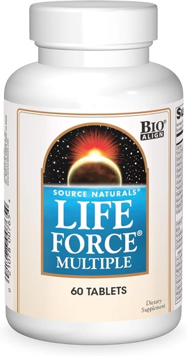 [BRSWIYYLOQDQA3TO] Source Naturals Life Force Multiple Daily Multivitamin High Potency Essential Vitamins, Minerals, Antioxidants & Nutrients - Energy & Immune Boost - 60 Tablets
