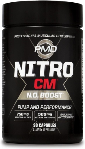 [BRSWGYYOCQCW2FDH] PMD Sports Nitro cm - Oxid dusnatý s Agmatine Pre Workout Dodatek - Muscle Growth Pre Workout s L Arginin - Endurance Boost pro tvrdé cvičení, školení, a kulturistika - 90 Kapsle