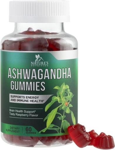 [BRSW2ZAHOUJQIDTJ] Ashwagandha Gummies 30:1 Extras din 3000mg - Vegan, Plant based, Non-GMO, Gluten-Free & Gelatină Free, Ashwagandha Supliment pentru femei si barbati, Calm natural, Relaxare, & Suport imun, 60 Gummies