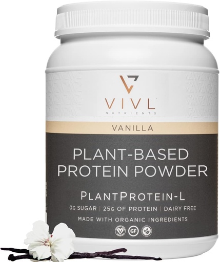 [BRSRMAI7CEJWMYLV] Plant Protein-L Powder Vanilla, Vegan, Organic, No Dairy, No Sugar, No Gluten, Keto, Low Carb, Clean Ingredients, Low Fodmap, for Men & Women, 25g, 27 Servings, 33oz