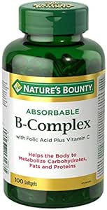 [BRSWKHD4CUEBS23O] Nature's Bounty Absorbable B-Complex with Folic Acid Plus Vitamin C, 100 Softgels