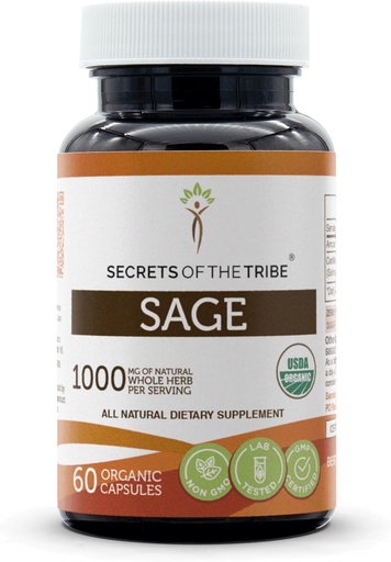 [BRSROEI2C4JWAD3K] Secrets of the Tribe Sage USDA Organic 60 Capsules | Made with Organic Vegetarian Capsules and Organic Sage (Salvia officinalis) Dried Leaf (60 Capsules)