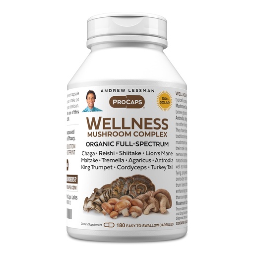 [BRSRAYYTPN7AKEQV] ANDREW LESSMAN Wellness Mushroom Complex 180 Capsules - Organic Full Spectrum Blend of 11 Mushrooms - Supports Overall Health and Vitality - No Additives. Mushroom Complex Supplement