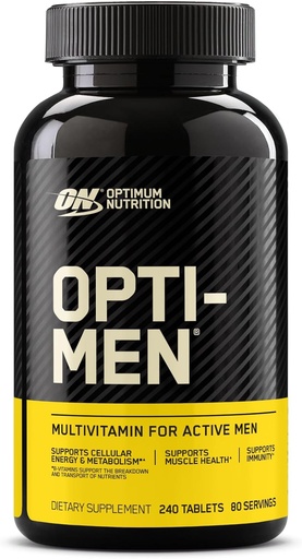 [BRSWIHYMCUAAAGTU] Optimale voeding Opti-Men Dagelijkse Multivitamine voor mannen, Immuun Support Supplement met Aminozuren, 80 Day Supply, 240 Tel, (Verpakking mei Vary)