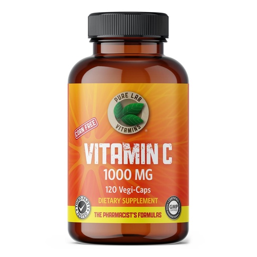 [BRSWYEDQCMHGG3DG] Pure Lab Vitamins Corn-Free Vitamin C 1000 mg - 120 Vegi-caps | Corn free, Supports collagen formation, Immune support vitamin, Vegan, third-party tested