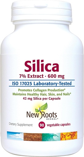 [BRSROFQEORYB6ADA] Silica 7% Extract Supplement (90 Capsules) - 600mg per Capsule - Silica Supplement - Support Hair Nail and Skin | NEW ROOTS HERBAL