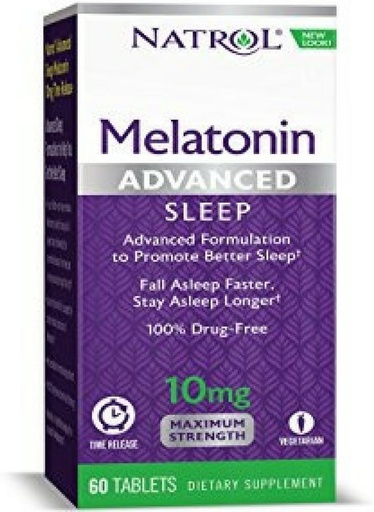 [BRSWIZQ7OEBGGEY7] Natrol Advanced Sleep Melatonin Tablets, Máximo Forza, 60 Conde, Paquete de 5