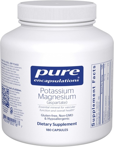 [BRSWIY36BMPA2A3C] Pure Encapsulations Potassium Magnesium (Aspartate) | supplement to Support Heart, Muscular, Bone, and Nerve Health* | 180 Capsules