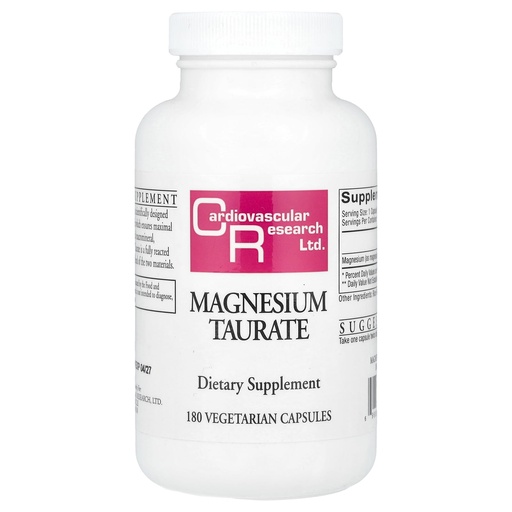 [BRSWIEYMCAAWEAD4] Cardiovascular Research Magnesium Taurate 125 mg, Creamy White, 180 Capsules (MAGT2)