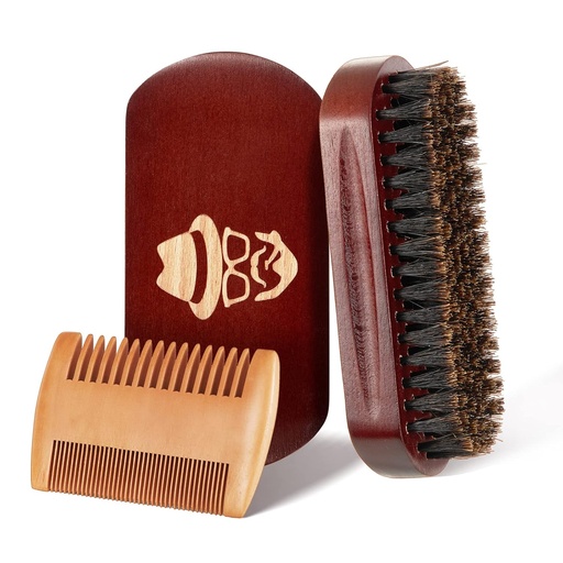 [BRSW2H32CAHGOYAZ] Beard Brush, 100% Boar Bristle Natural Black Walnut Wood Beard Comb Hair Mustache Shaving Brush Facial Hair Brush