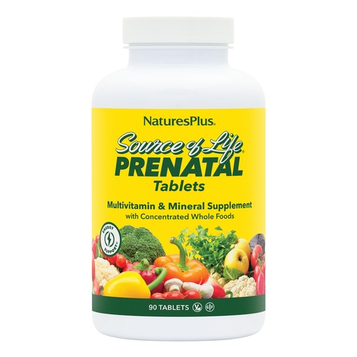 [BRSWIYT3PMMRSCTY] NaturesPlus Source of Life Prenatal - 90 Tablets - Multivitamin & Mineral Supplement with Iron - Nutritional Support for Pregnancy - Gluten Free, Vegetarian - 45 Servings