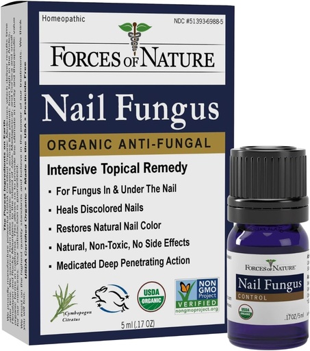 [BRSWGZQZDJ5QGHT4] Forces of Nature Toenail Nail Fungus Treatment, Organic Antifungal Restores Appearance of Toenails and Fingernails, Homeopathic Medicine for Cracked, Dry, Damaged & Discolored Nails, 0.17 FL OZ