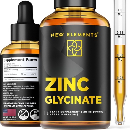 [BRSROAALPIFB6C37] Zinc Supplements 50mg | Liquid Zinc Supplement | Zinc Glycinate Drops for Adults | Supports Immune Health | Metabolism | Skin Care Supplement | Non-GMO | Vegan | Gluten-Free